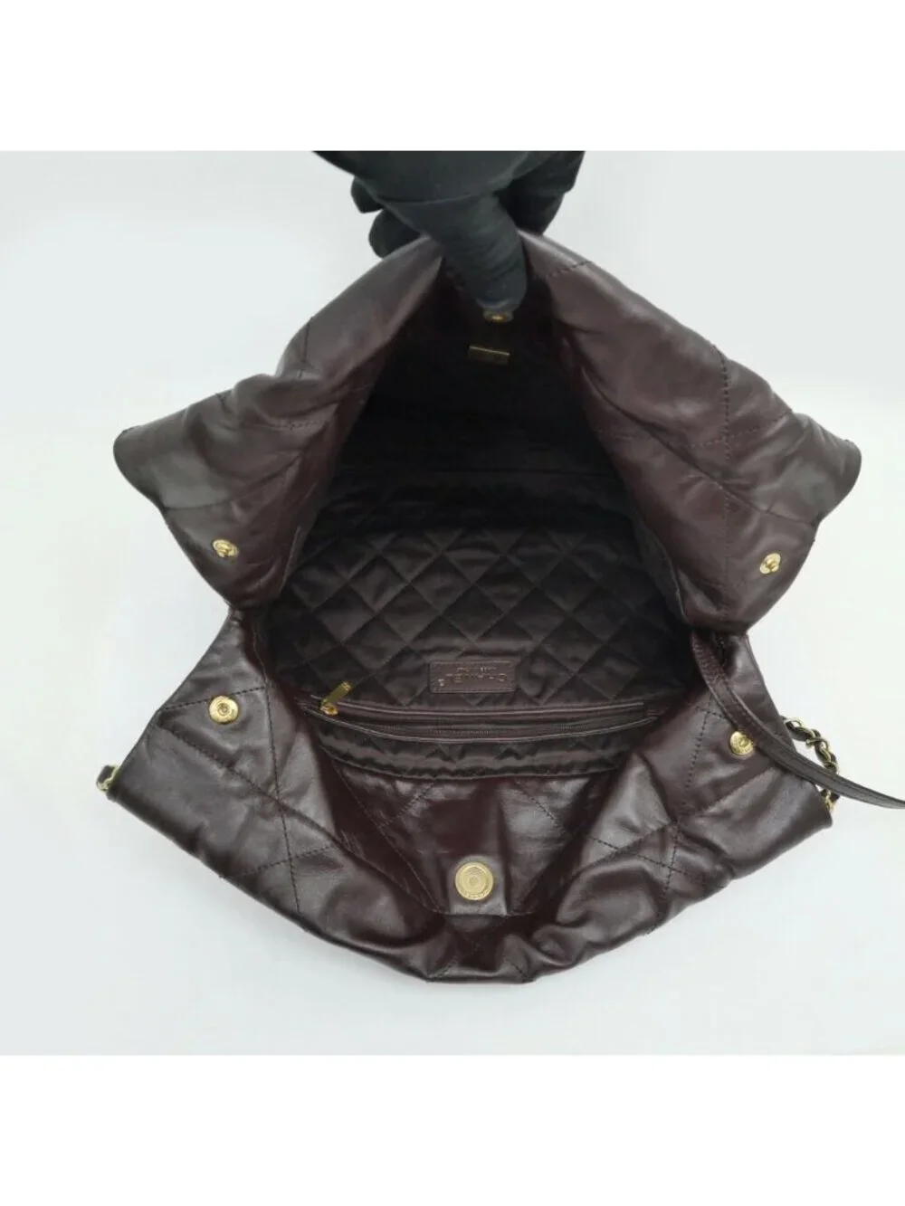 Chanel 22 Small Handbag Bordeaux GL Calfskin Chain With Shoulder Pouch Purple